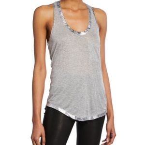 NWT Zadig & Voltaire Grey Racerback Tank w/Foil Trim